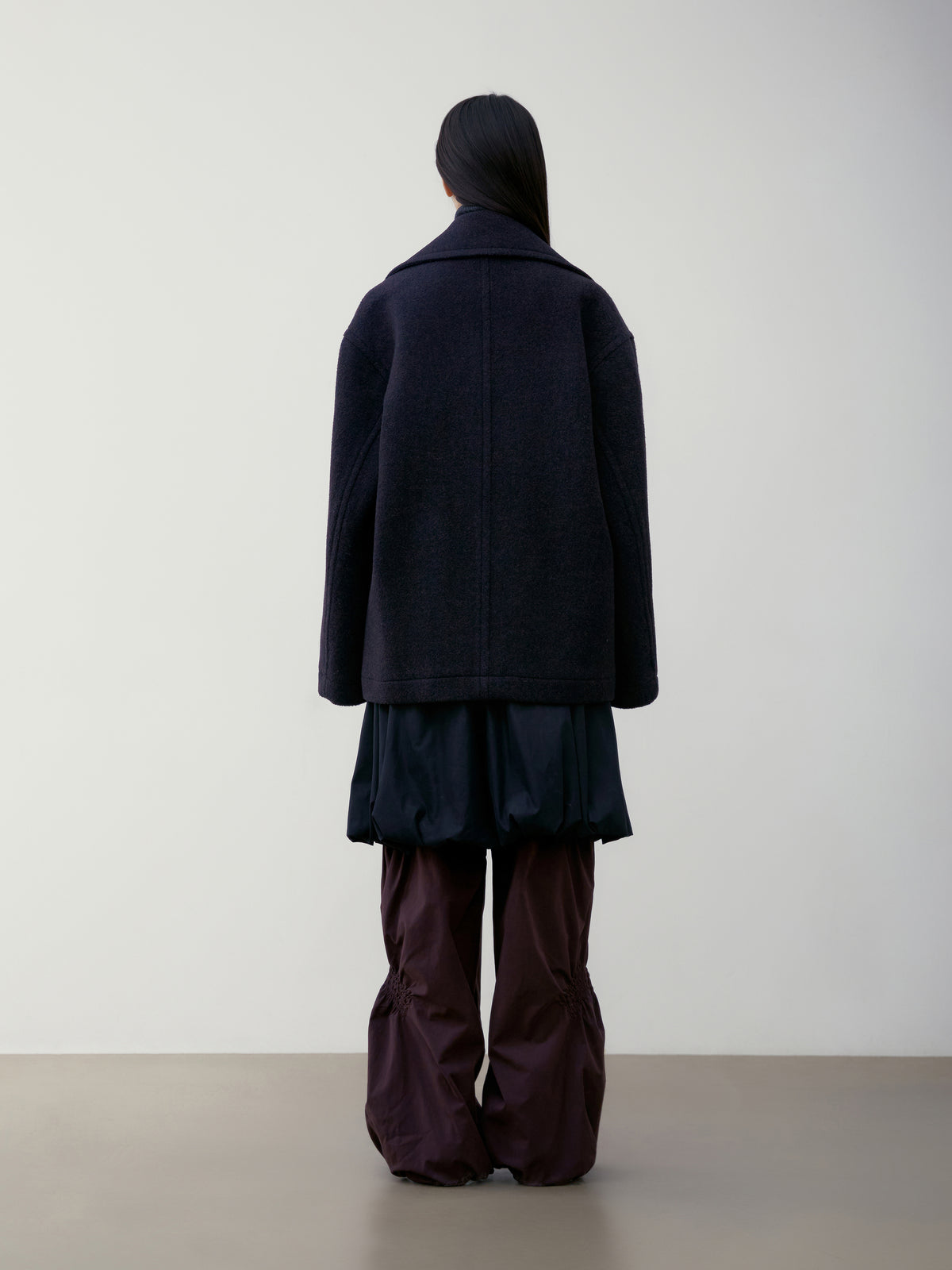 Low Classic Alpaca Wide Collar Half Coat Purple