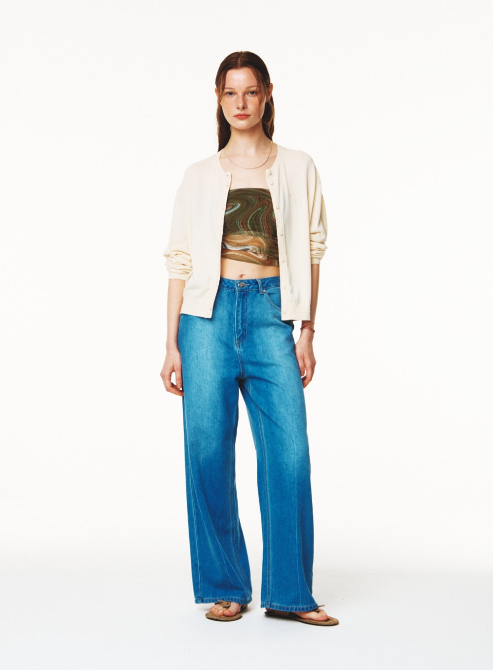 [satur] (W) Light Weight Knit Cardigan - Cream