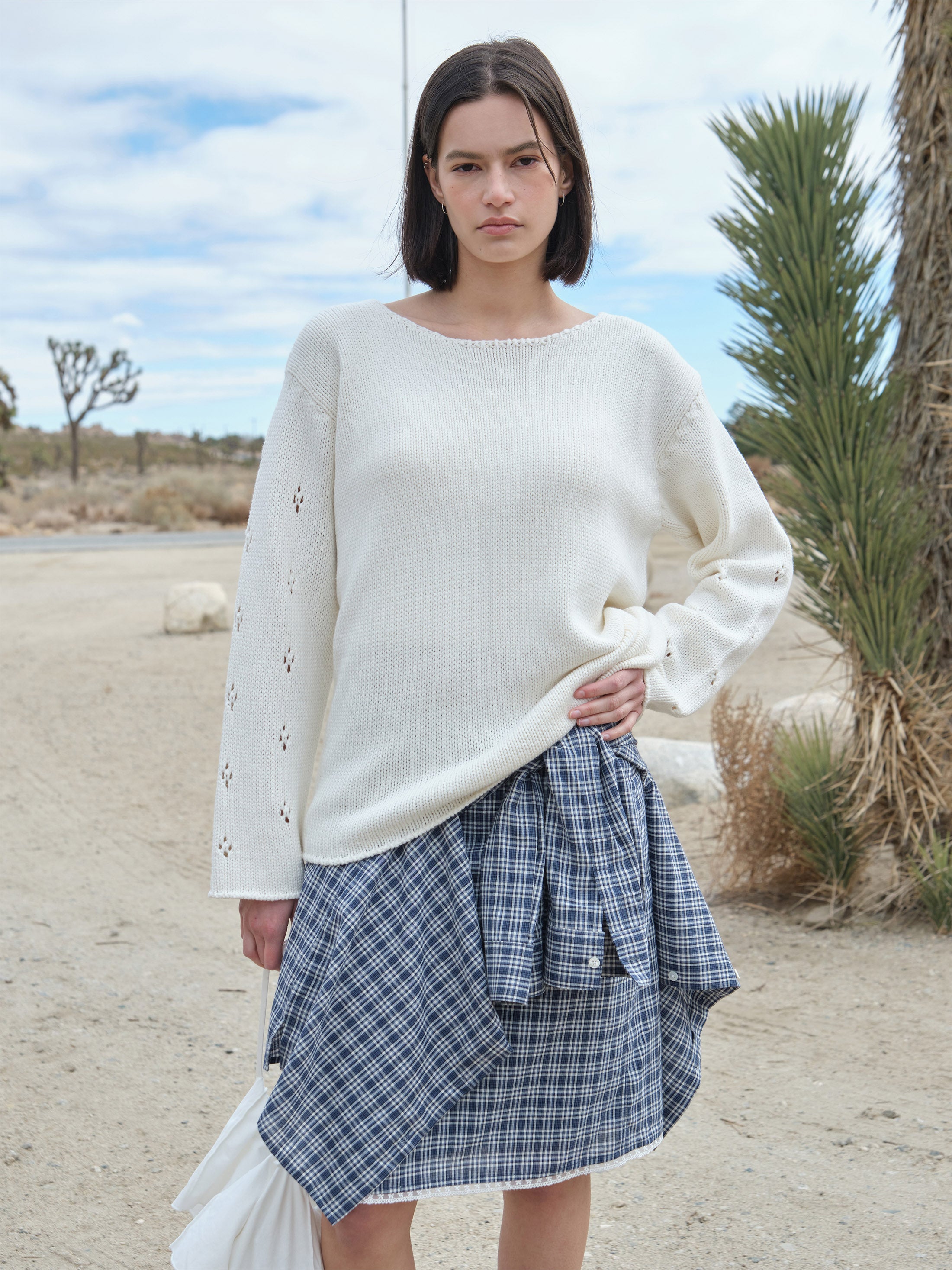 Low Classic Pointelle Sweater Ivory