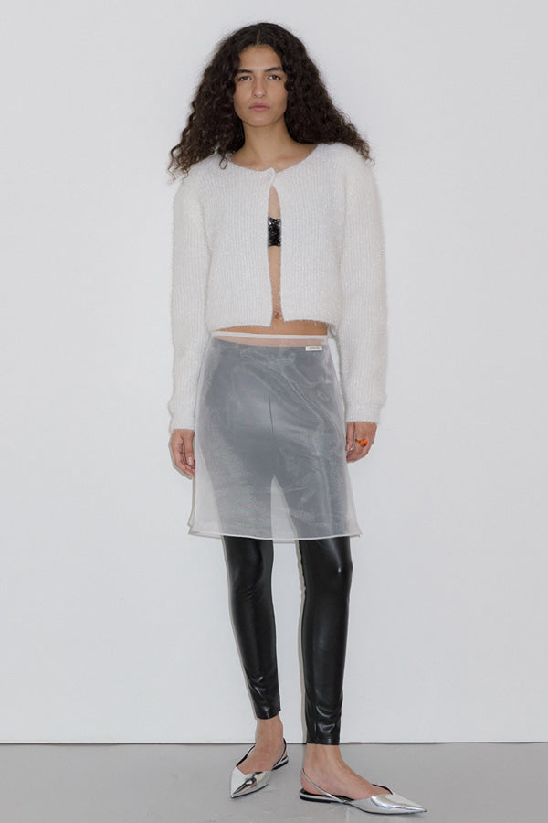 Overdueflair Glitter Cardigan White