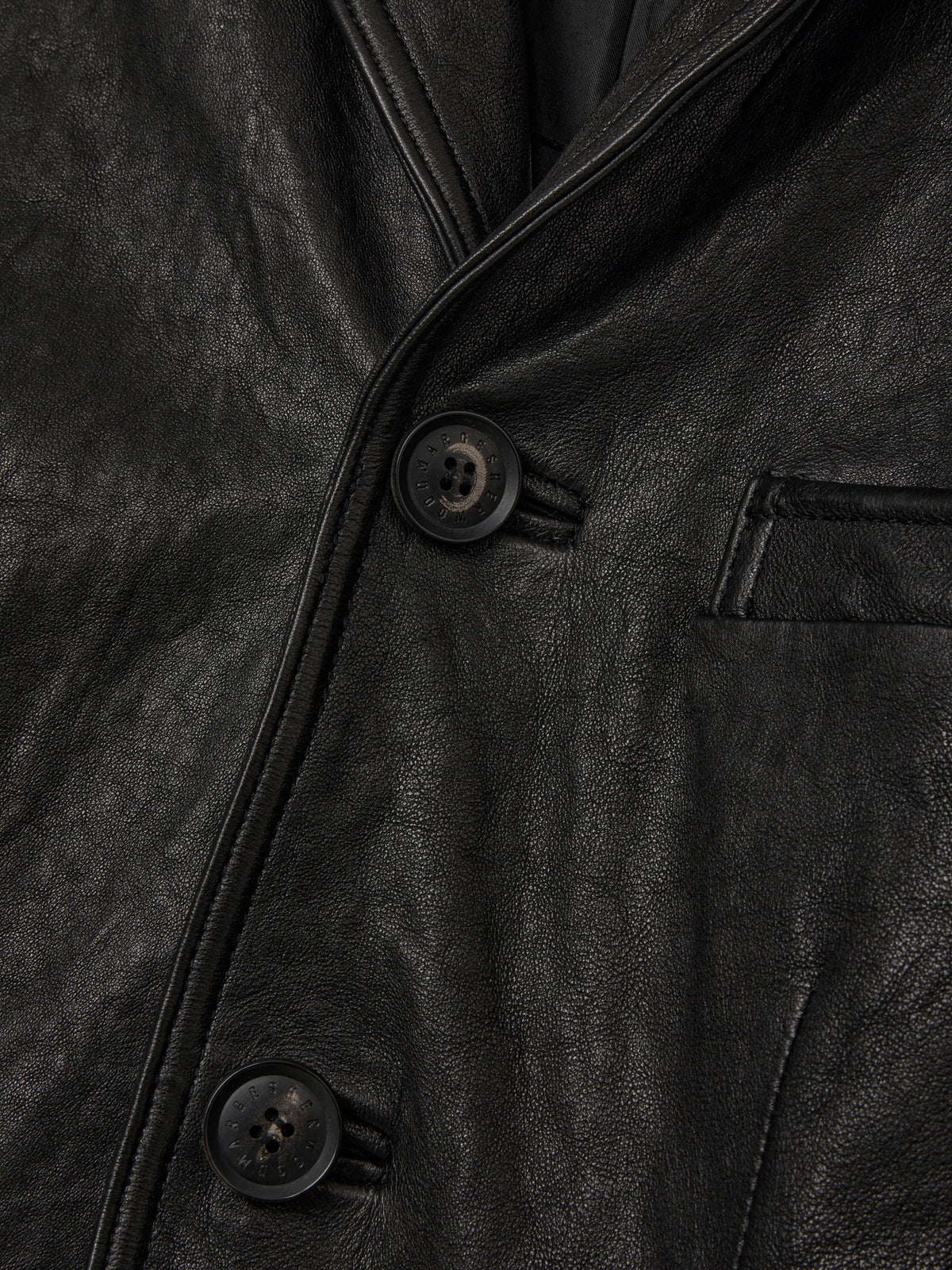 Margesherwood Washed Leather Fitted Jacket black