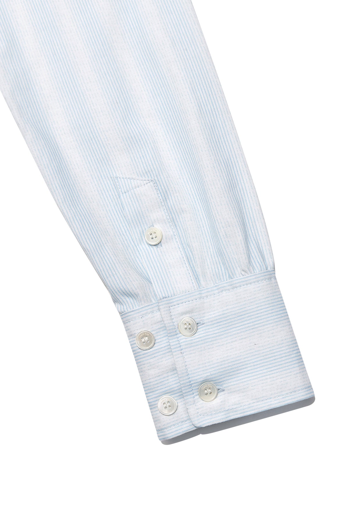 [matinkim] CUFFS BUTTON POINT STRIPE SHIRT IN LIGHT BLUE