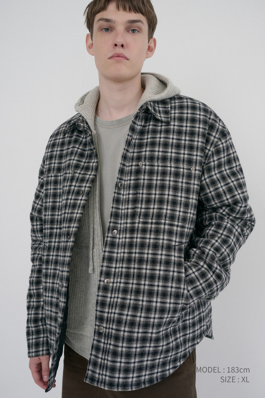 Dunst Unisex Quilted Flannel Shirt Black Check