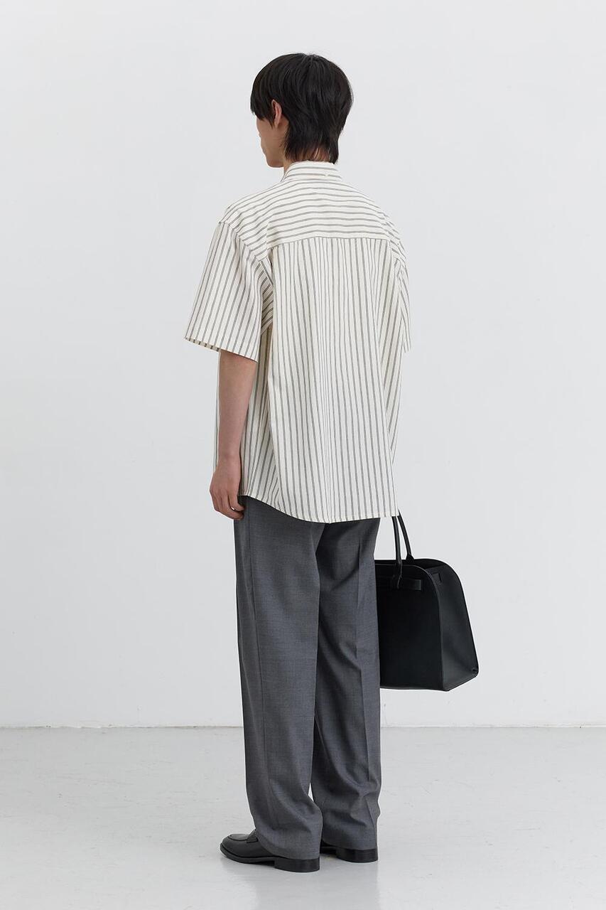 Dunst Short Sleeve Classic Shirt Cream Stripe
