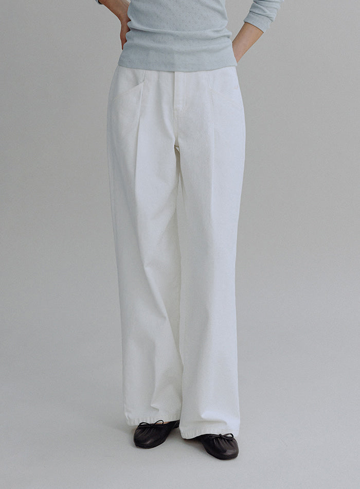 Mango Maniplease Jeta Pintuck Jeans Ivory