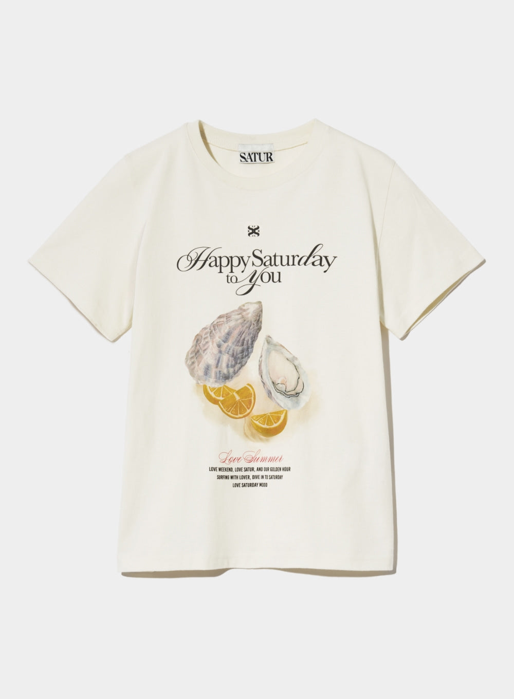 [satur] (W) Oyster Graphic T-Shirt - Retro Ivory