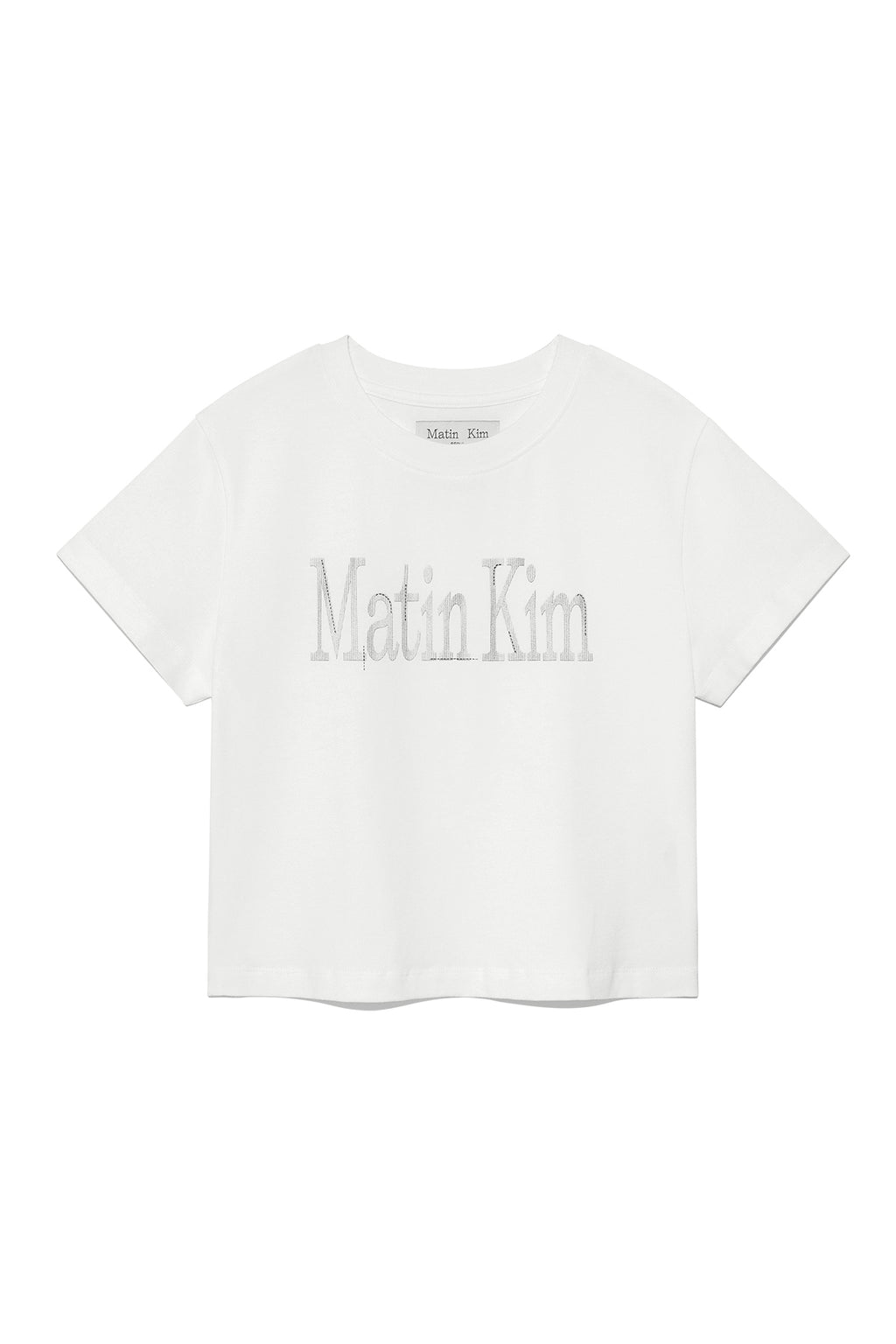 Matinkim Pattern Artwork Logo Crop Top IN White