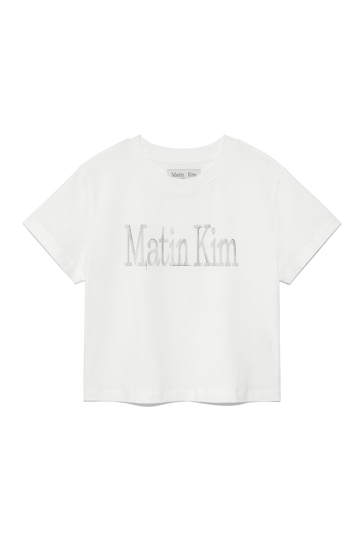 Matinkim Pattern Artwork Logo Crop Top In White