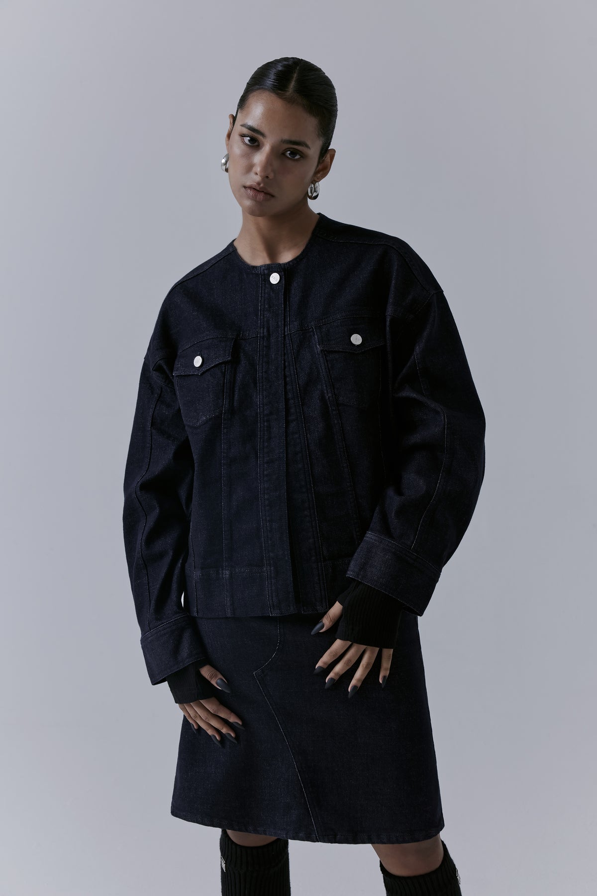 Treemingbird One Button Denim Set-up Jacket Indigo