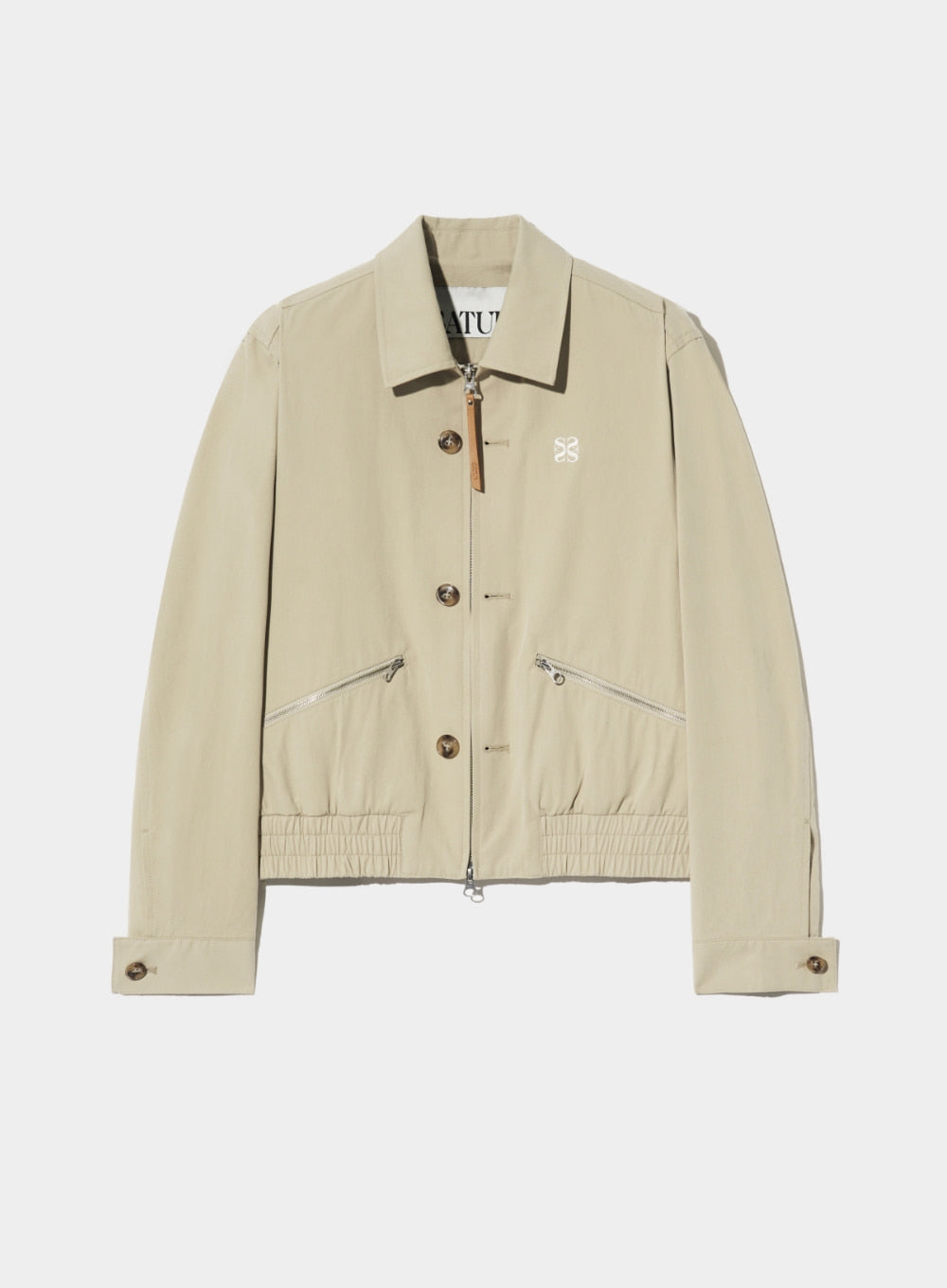 [satur] (W) Teo Cotton Collar Short Jacket - Natural Beige