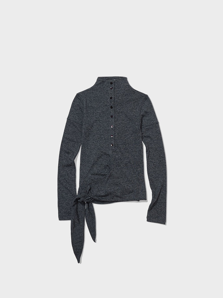Low Classic Button Up Wrap T-Shirt Charcoal