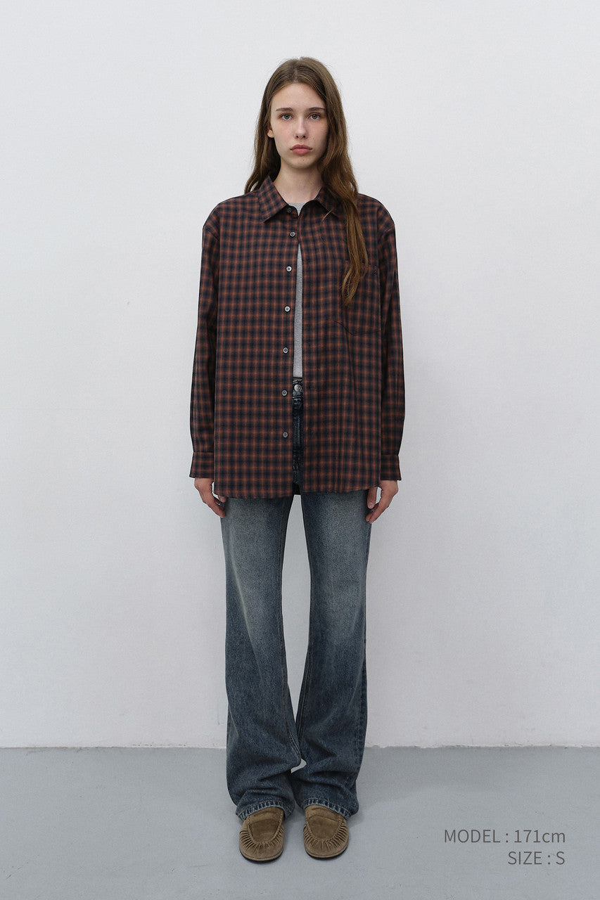 Dunst Unisex Checked Flannel Shirt Brick