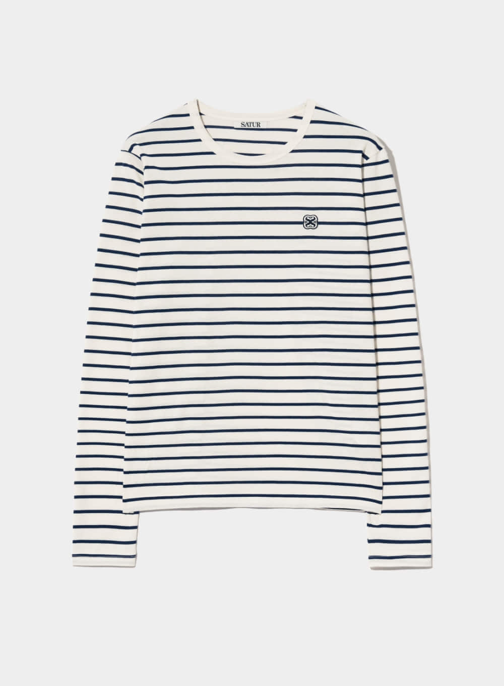 [satur] (W) All Day Cotton Stripe Long Sleeve - Resort Cream