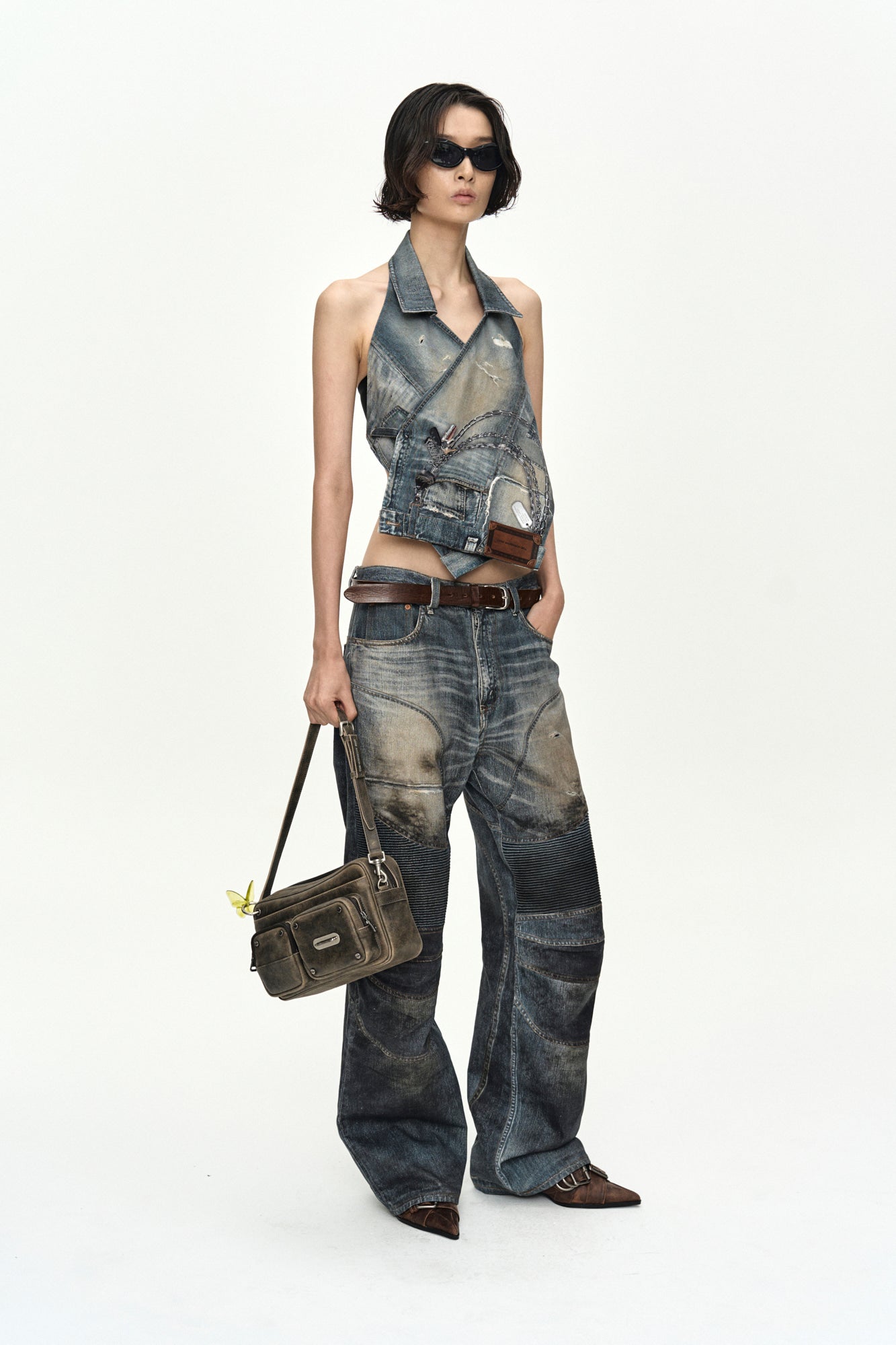 Andersson Bell Denim Trompe-L'Oeil Graphic Biker Jeans