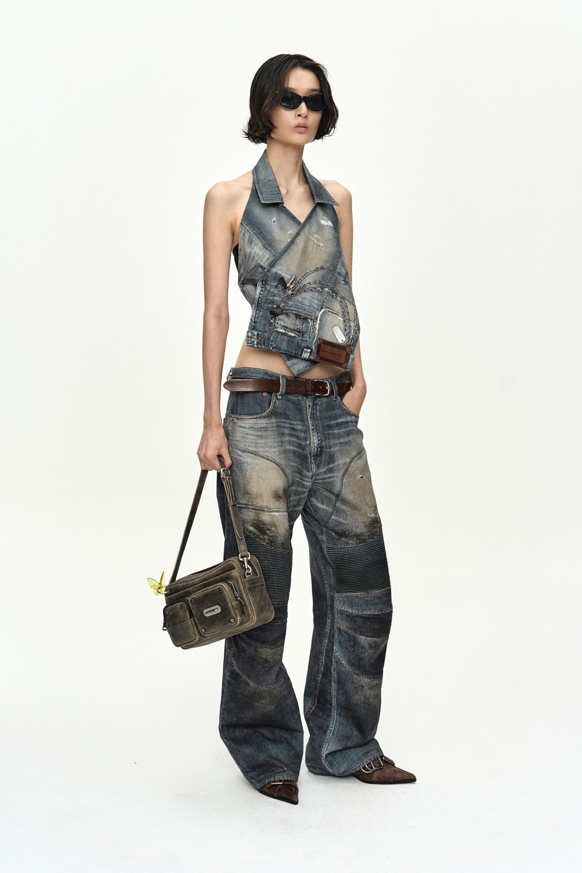 Andersson Bell Denim Trompe-L'Oeil Graphic Biker Jeans Blue)