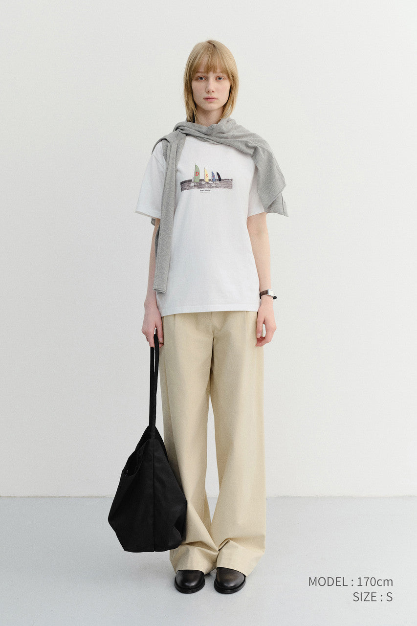Dunst Unisex Applique Yacht T-Shirt Off White