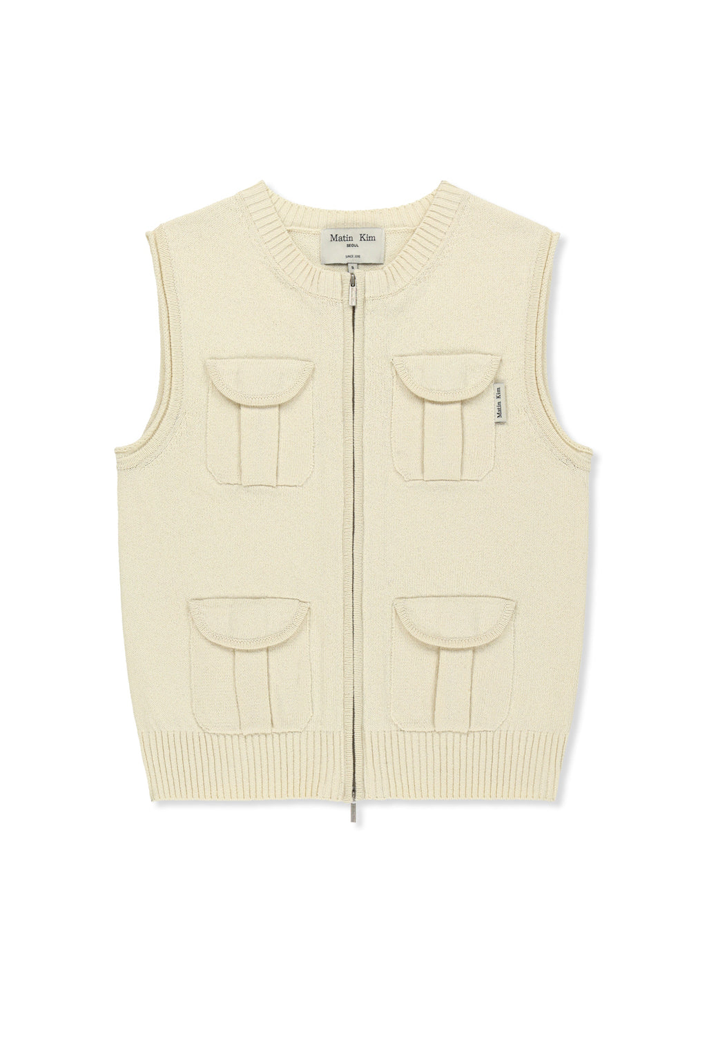 [matinkim] Pocket Washed Knit Vest IN Light Beige