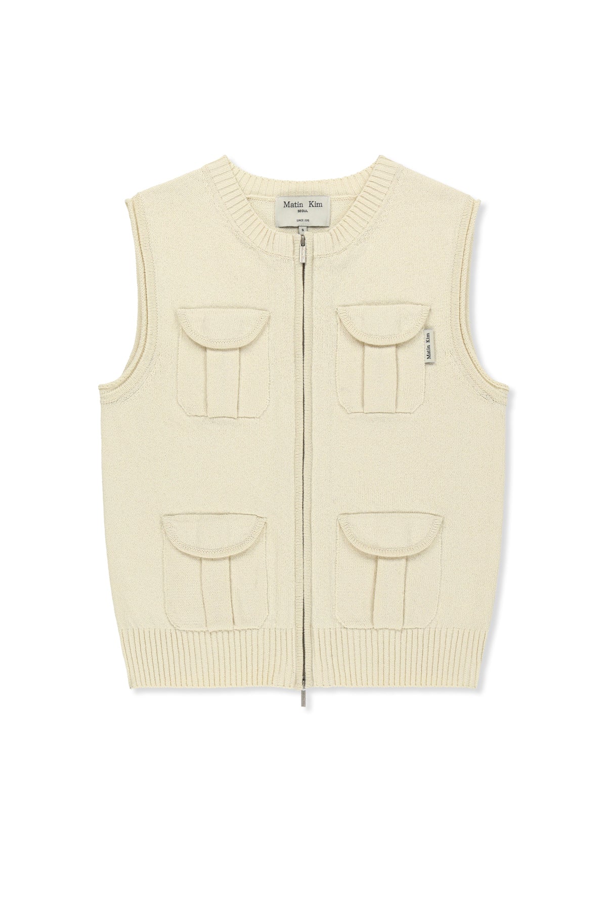 [matinkim] Pocket Washed Knit Vest IN Light Beige