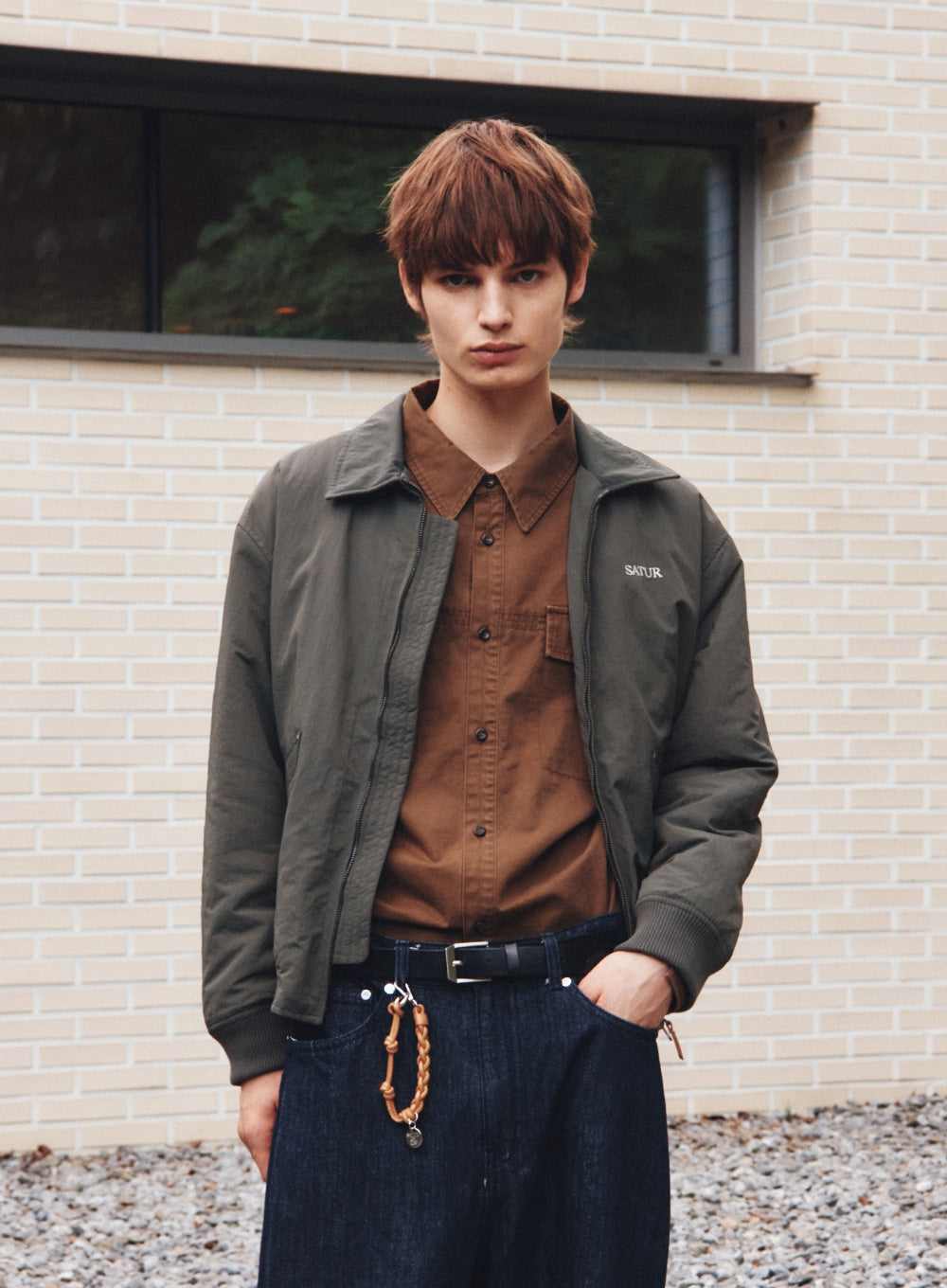 [satur] Square Buckle Belt - Brown