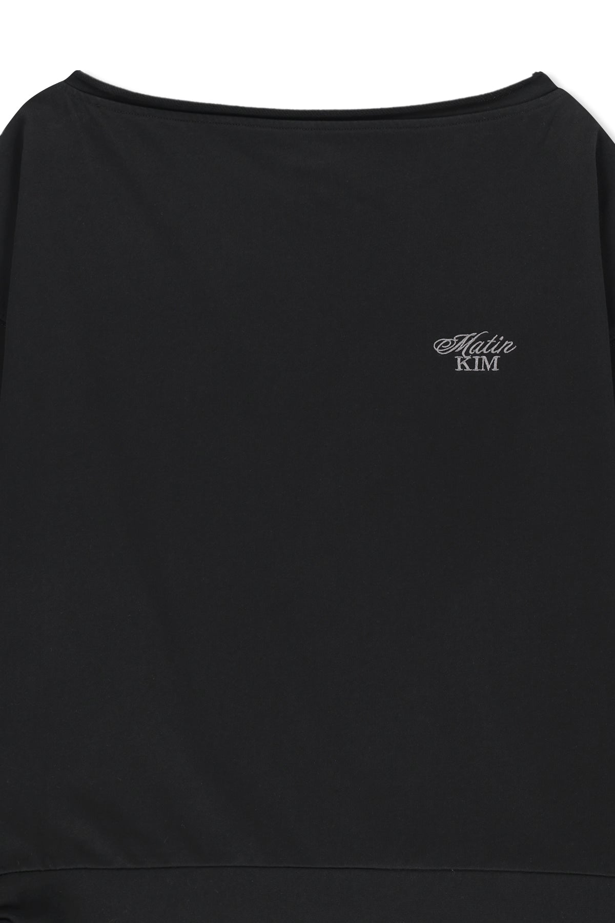 Matinkim Back Logo Raw Cut Boat Neck Top IN Black