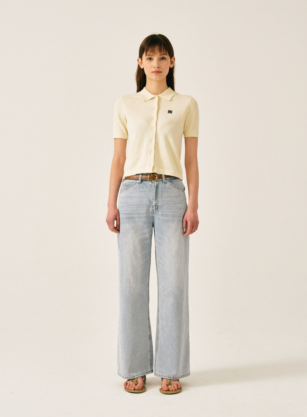 [satur] (W) Basic Cotton Collar Half Cardigan - Resort Cream