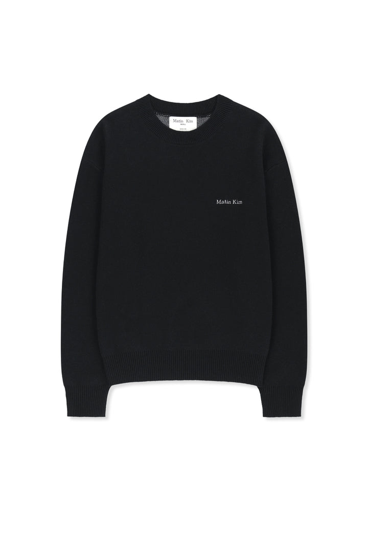 Matinkim Calligraphy Back Logo Knit Pullover IN Black