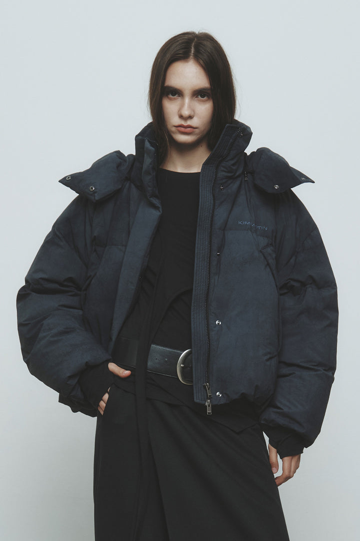 Matinkim Dying Effect Volume Puffer Down Jumper IN Charcoal