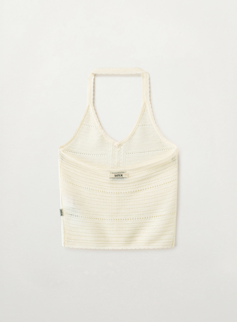 Satur (W) Crochet Halter Neck Knit Bustier - Cream