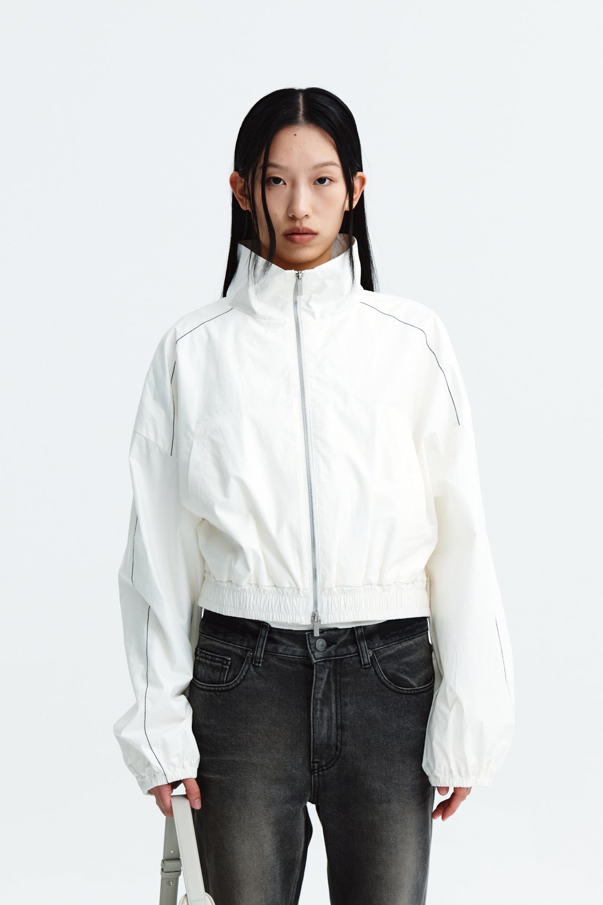 [matinkim] MATIN COATING CROP BLOUSON IN IVORY