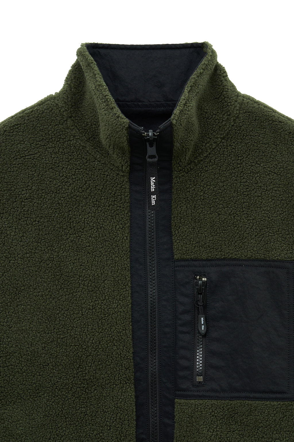 [matinkim] REVERSIBLE SHERPA ZIP UP IN KHAKI