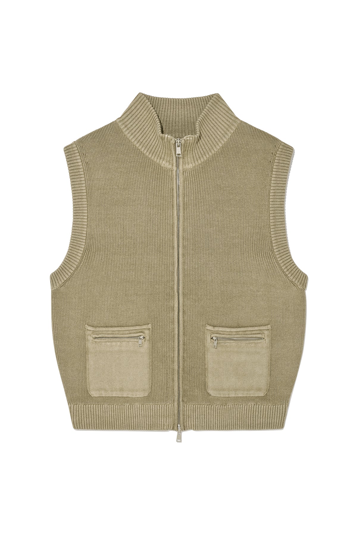 Matinkim Logo Point Washed Knit Vest For Men IN Light Khaki