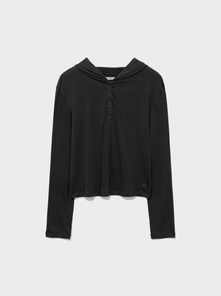 Low Classic Sheer Hooded Tee Charcoal