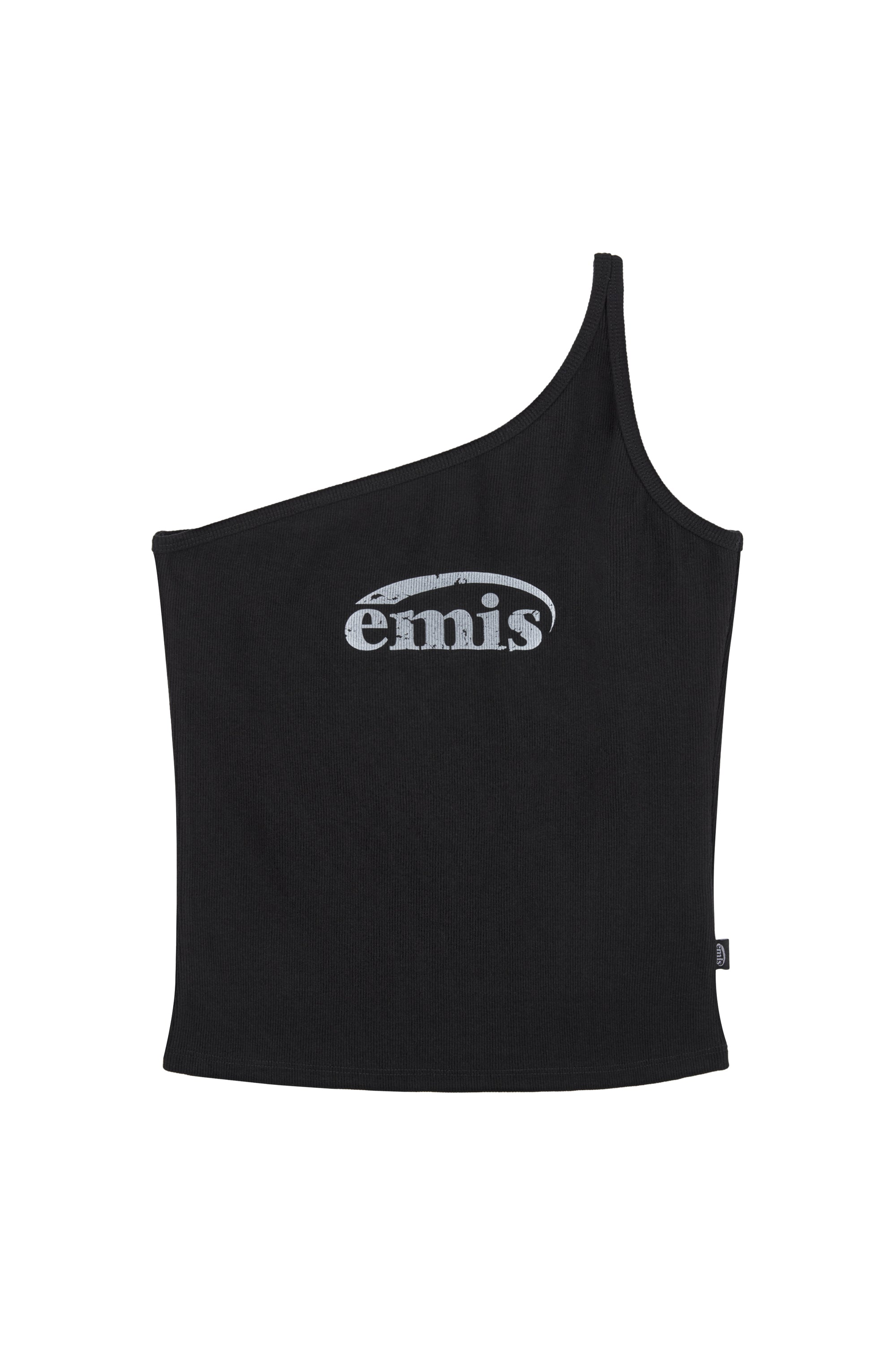 ONE-SHOULDER RIBBED SLEEVELESS TOP-BLACK