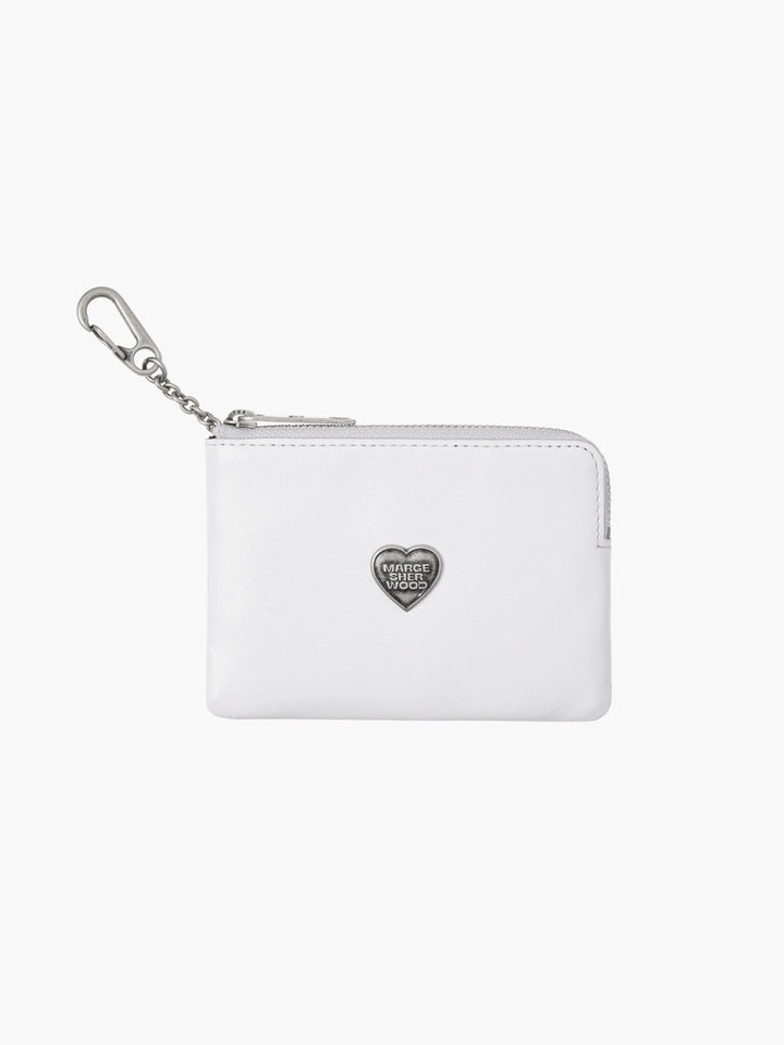 Margesherwood Heart Zipper Wallet Silver Logo white glossy plain