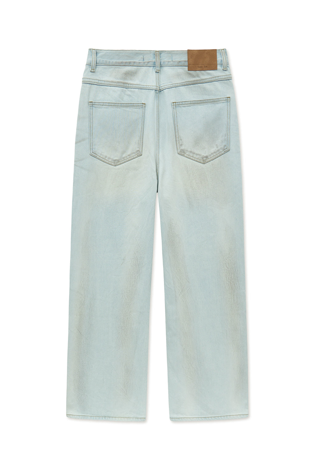 [matinkim] DIRTY WASHED DENIM PANTS FOR MEN IN LIGHT BLUE