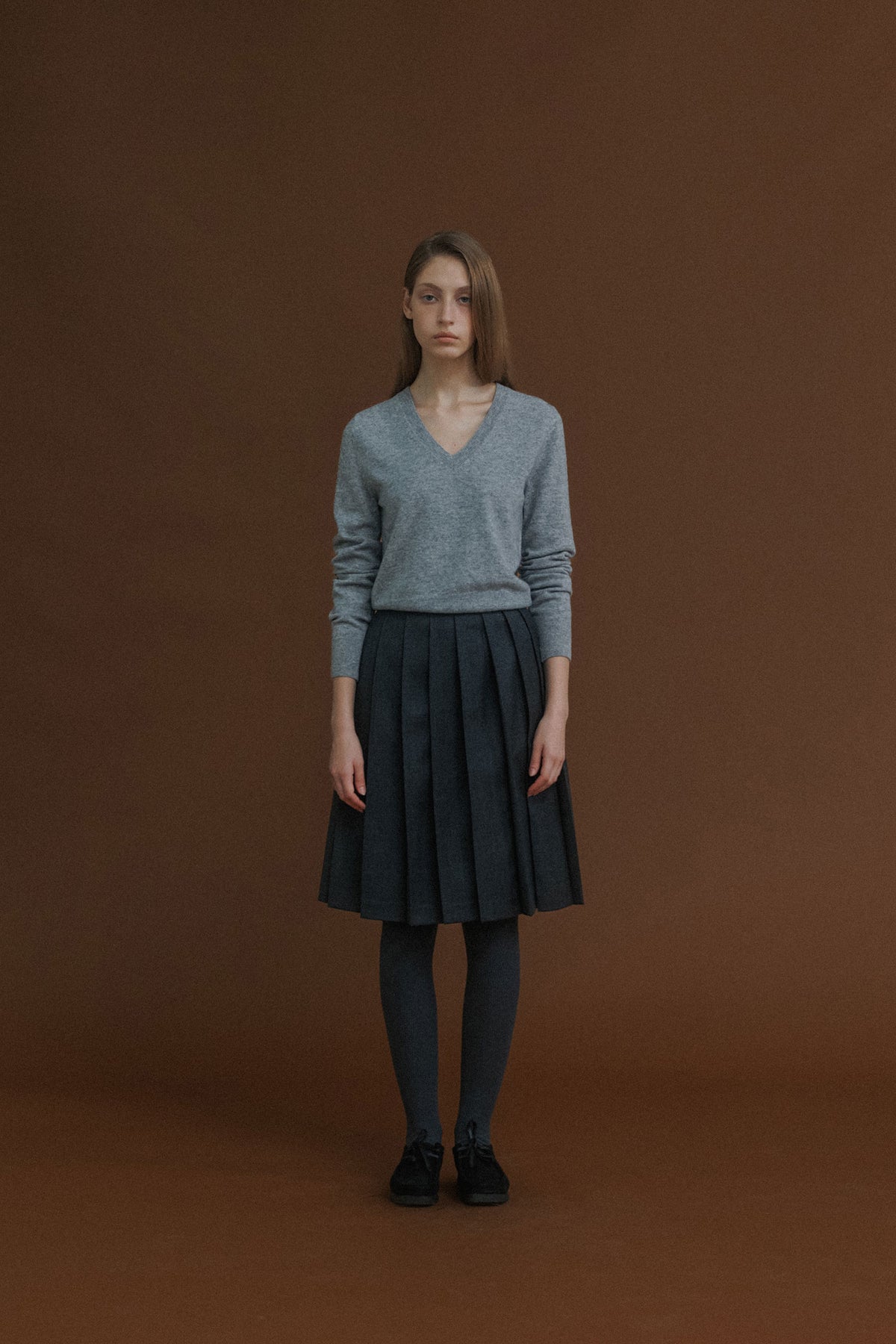 Nothing Written Knife pleated mid-skirt (Gray)