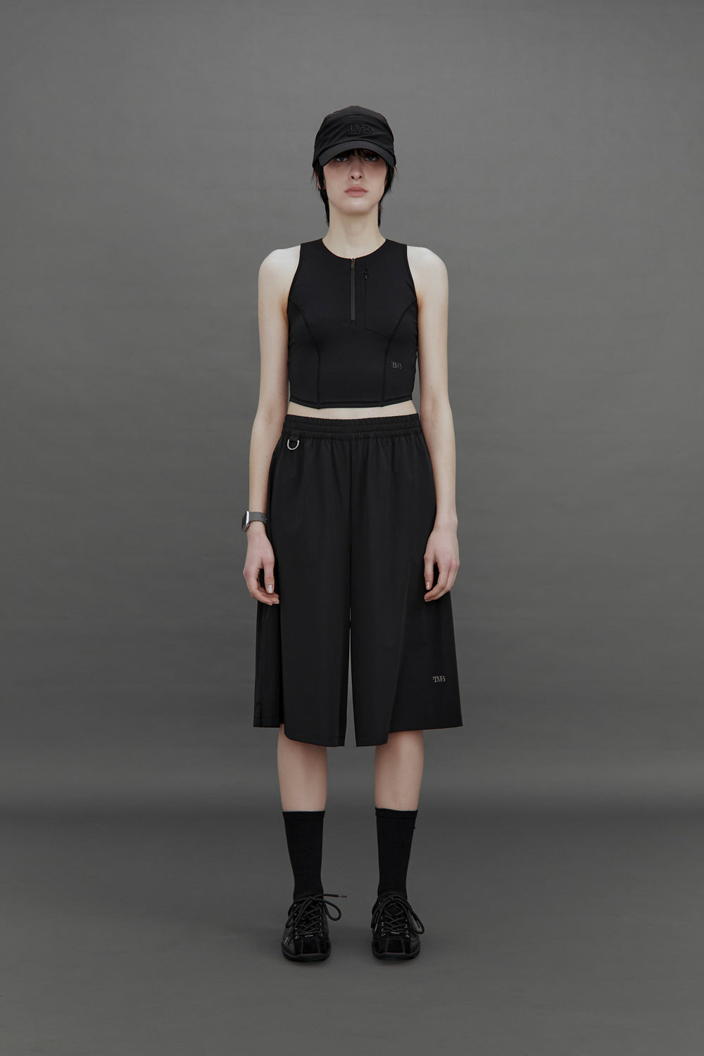 Treemingbird Tmb Active Dual-Zip Cropped Tank Top Black