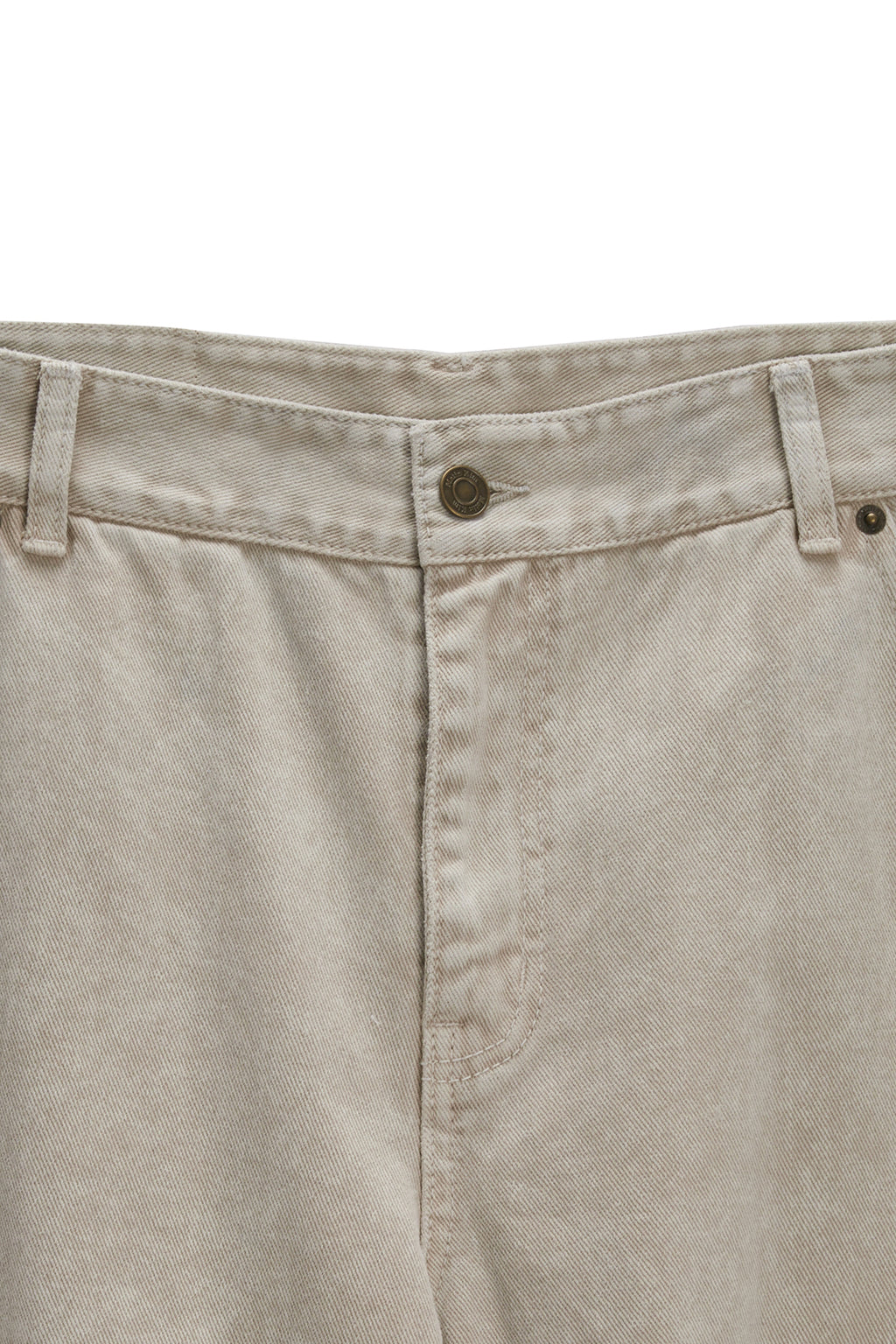 [matinkim] SIDE POINT COLOR DENIM PANTS FOR MEN IN BEIGE