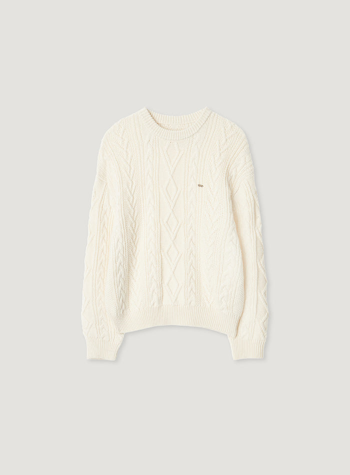 Mango Maniplease Doll Cable Knit Cream