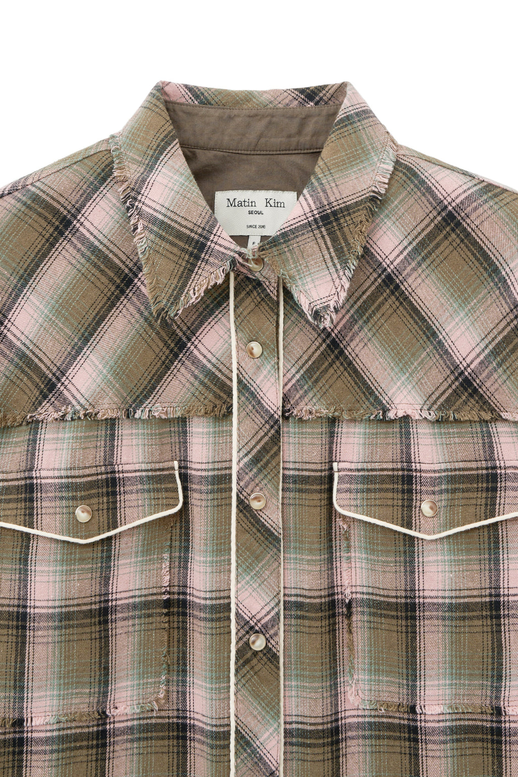 [matinkim] CHECK FLANNEL POCKET SHIRT IN PINK