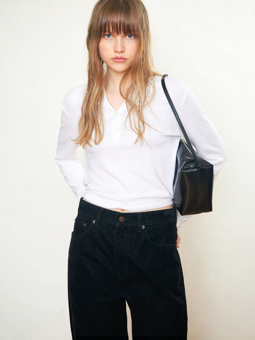 Low Classic Henry Neck Wool Jersey Warm T-Shirt Ivory