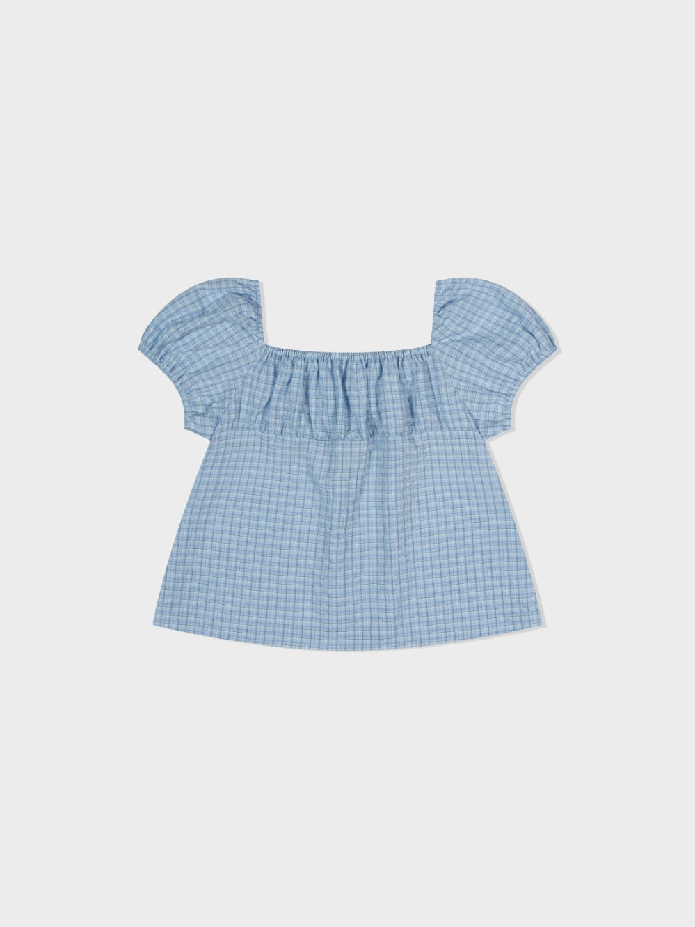 Low Classic Shirring Cotton Top Blue Check