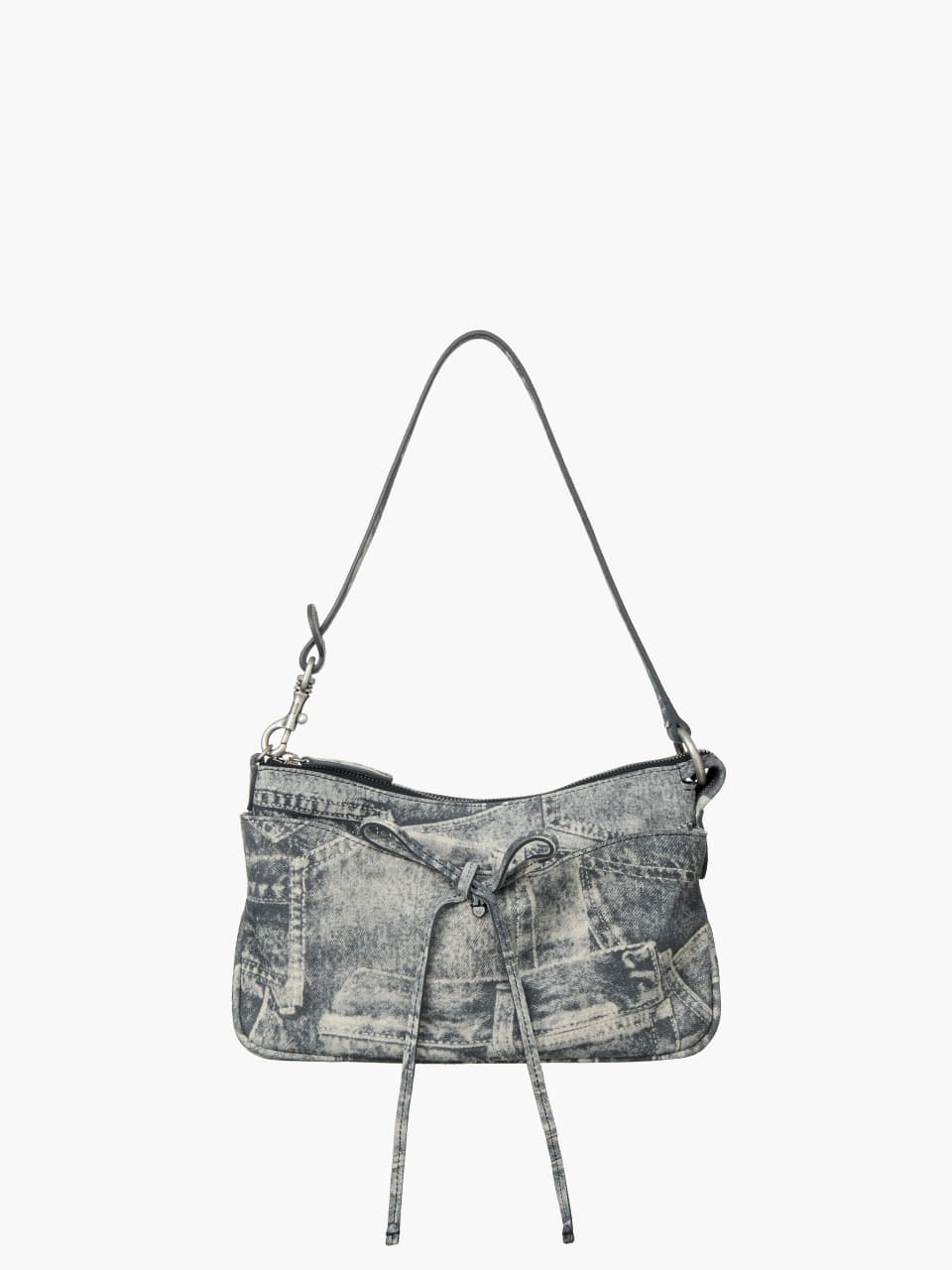 Margesherwood Ribbon Pochette light grey printed suede