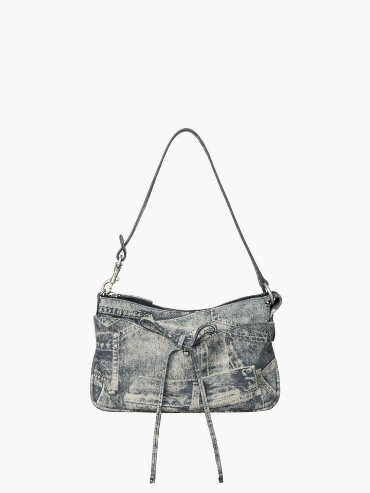 Margesherwood Ribbon Pochette light grey printed suede