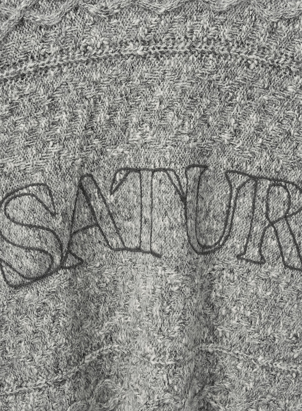 [satur] (W) Jacquard Crop Logo Knit - Black gray