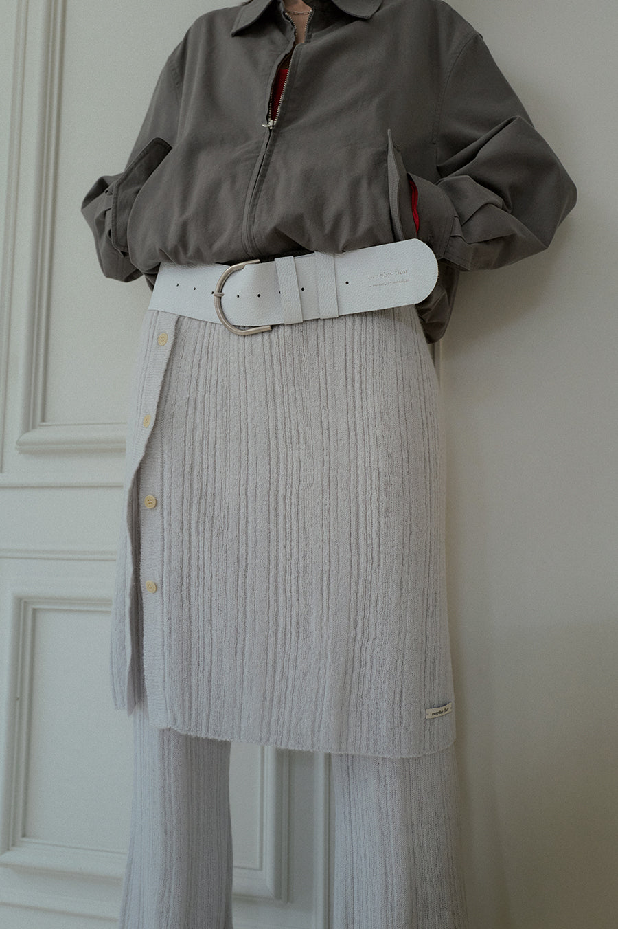 Overdueflair Mohair Wrap Knit Skirt Ash Gray