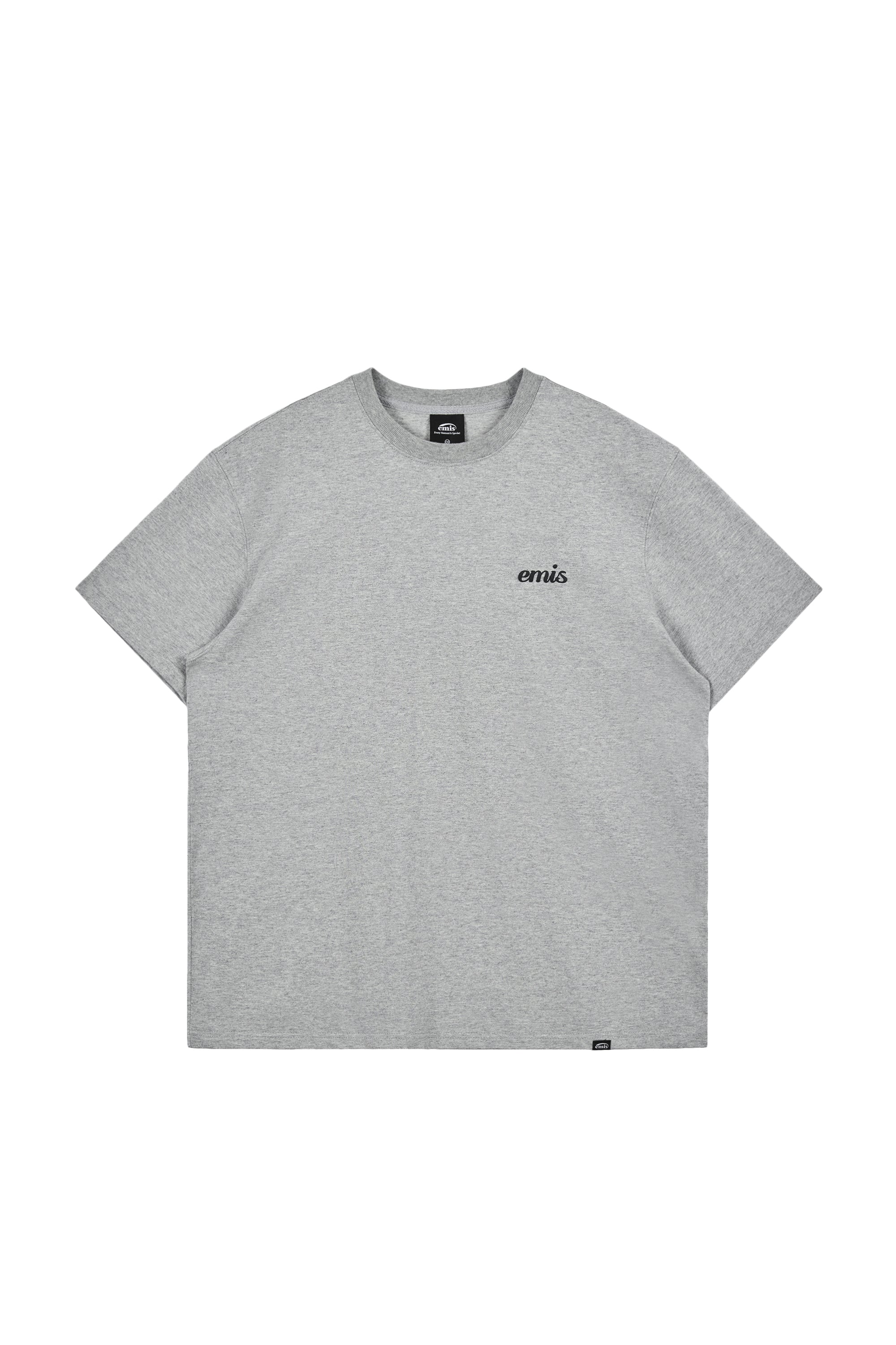 (UNISEX) OVERSIZED EMBOSSING LOGO T-SHIRTS-GRAY