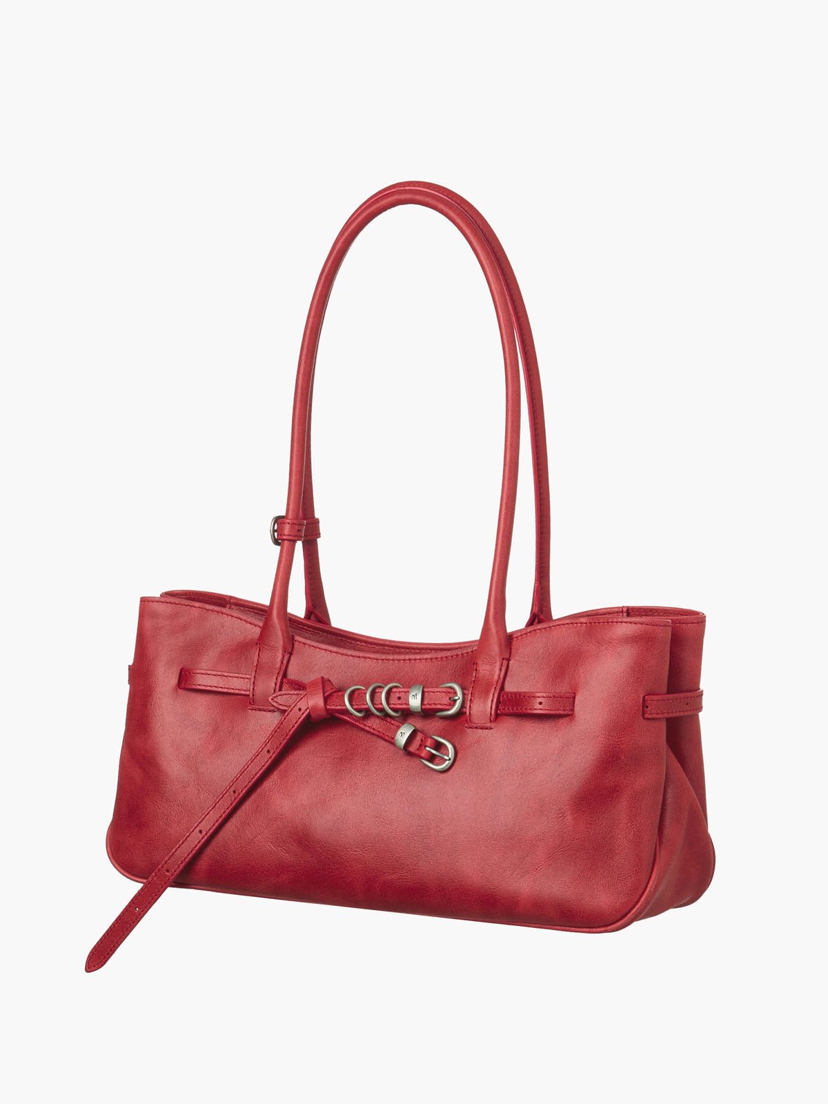 Margesherwood Grandma Used Shoulder Bag apple red pull-up