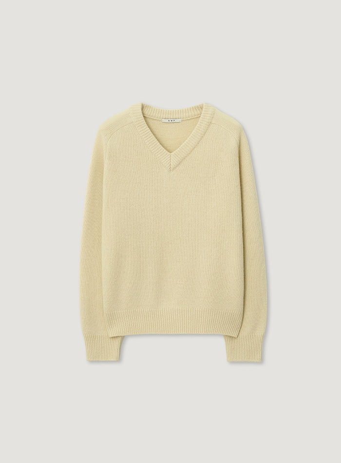 Mango Maniplease Mumu V Wool Knit Cream Yellow