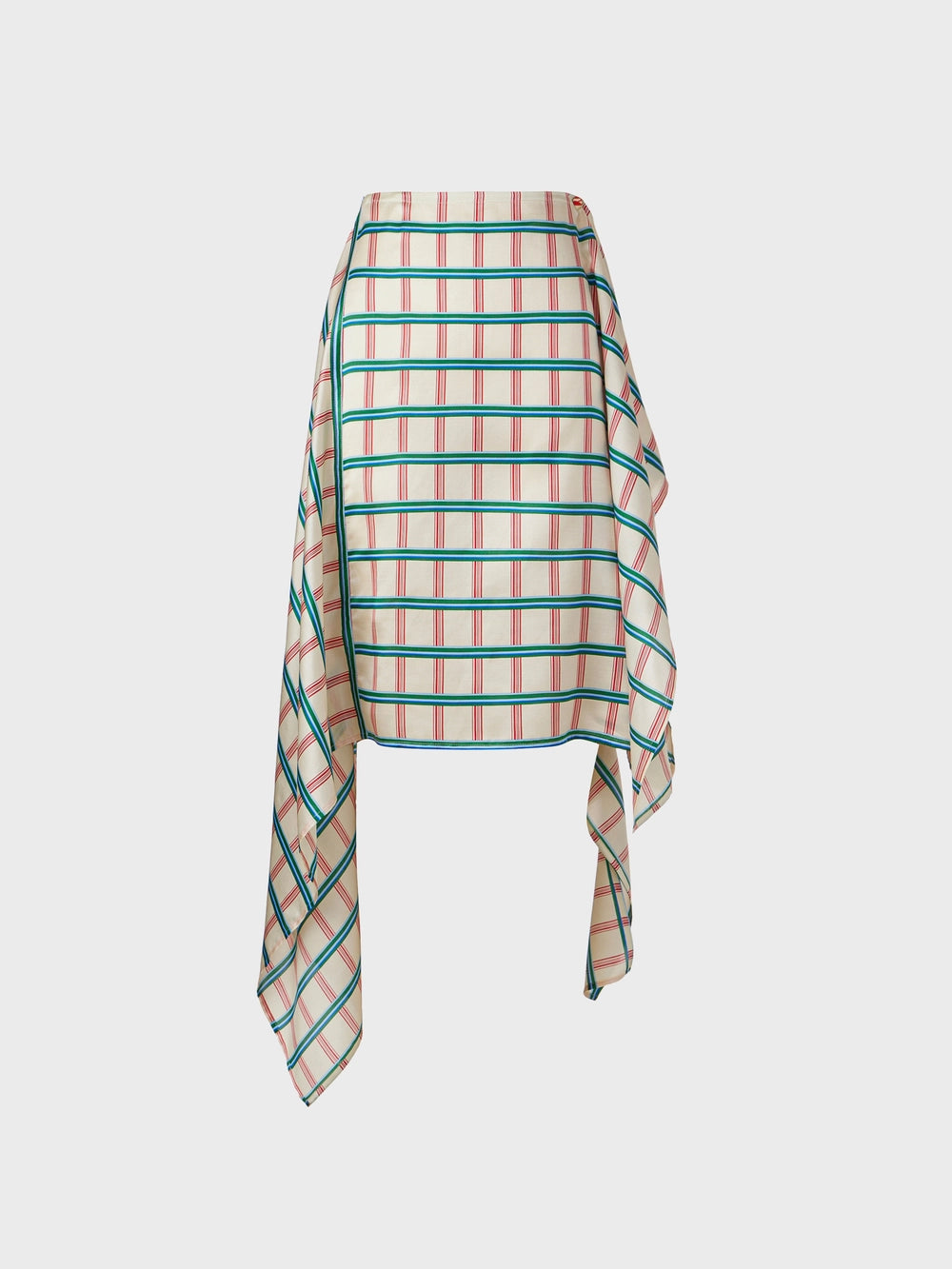 EENK Asymmetrical Check Skirt - Cream Multi